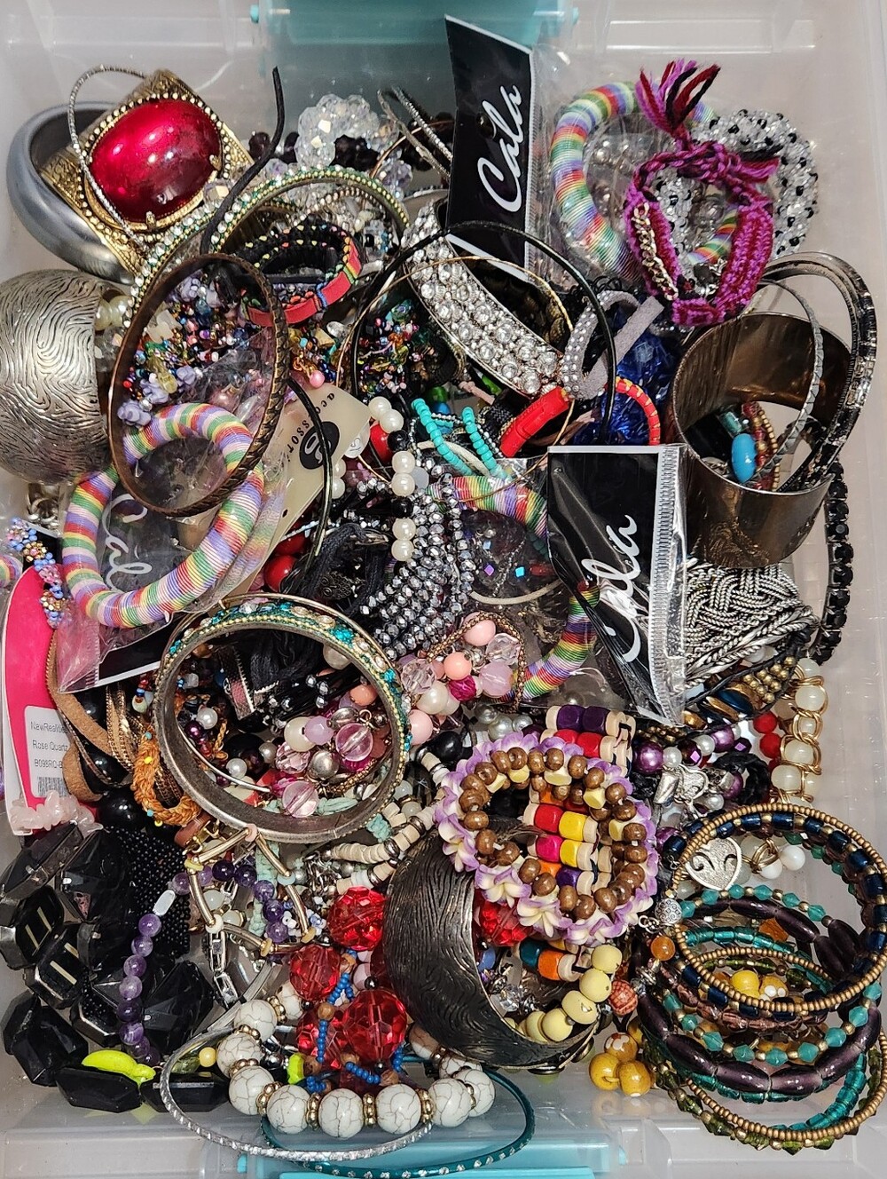 3.5LB Bracelet Lot Jewelry Plastic, Wood, Bangles, Tiny Beads, Faux Pearls, Glas